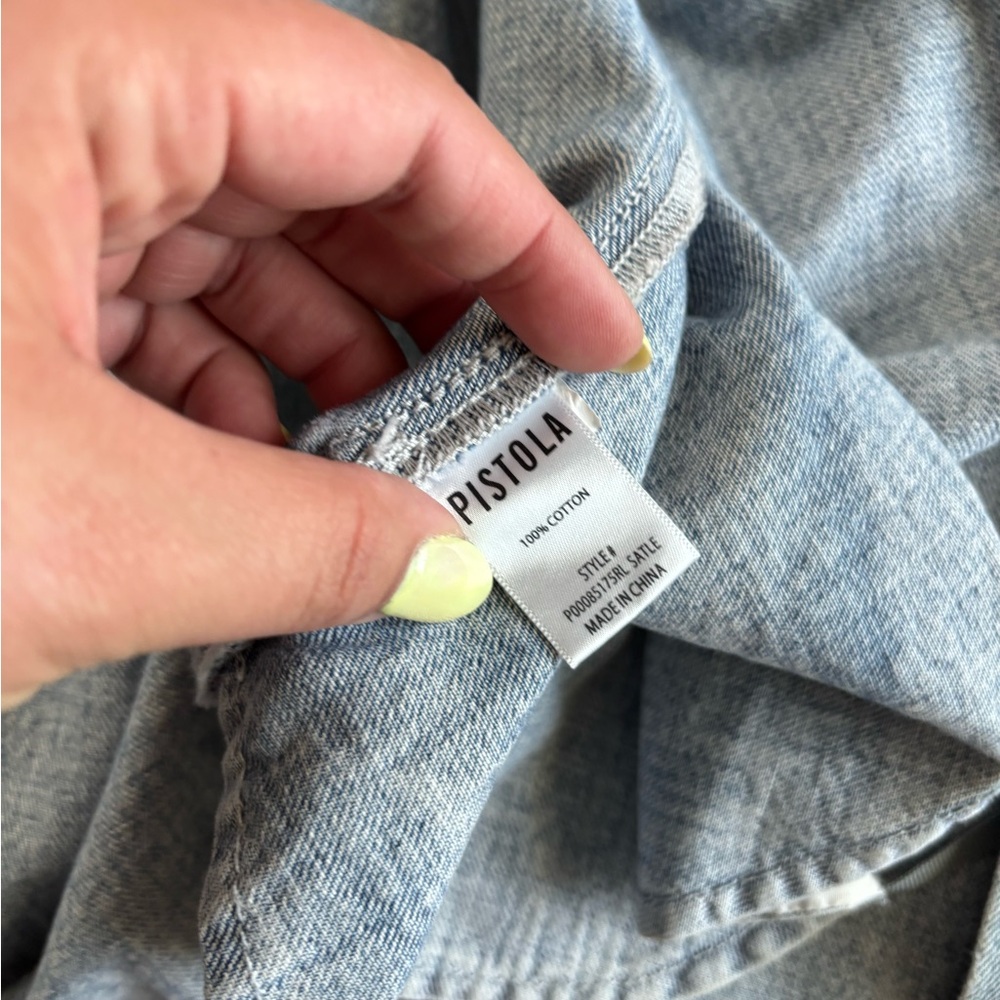 pistola Light Blue Denim Shirt Jacket with Stud Accents - Picture 3 of 3